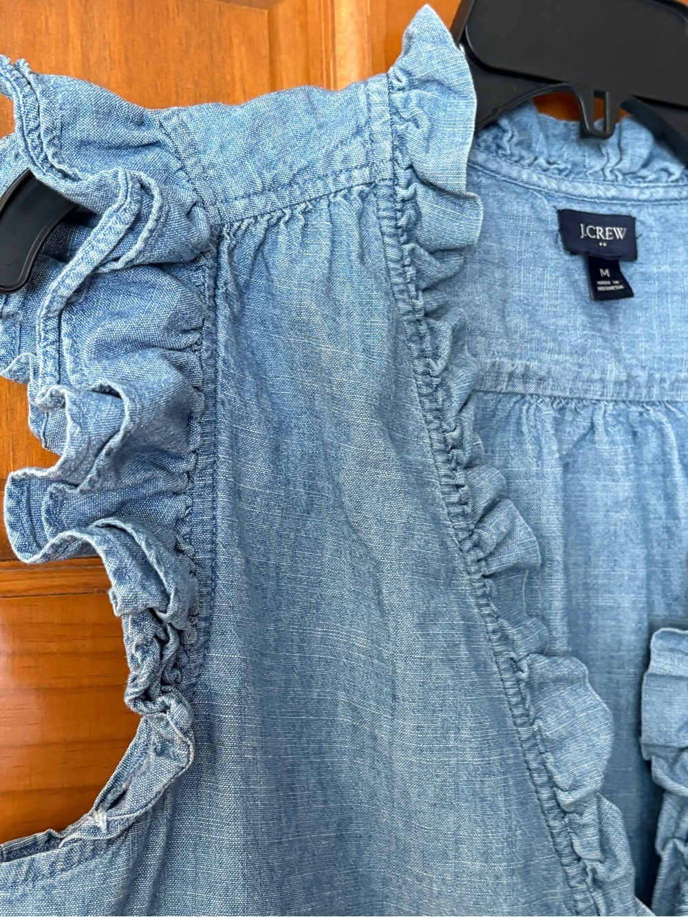 J. Crew Chambray Top with Ruffle Trim - Picture 4 of 10